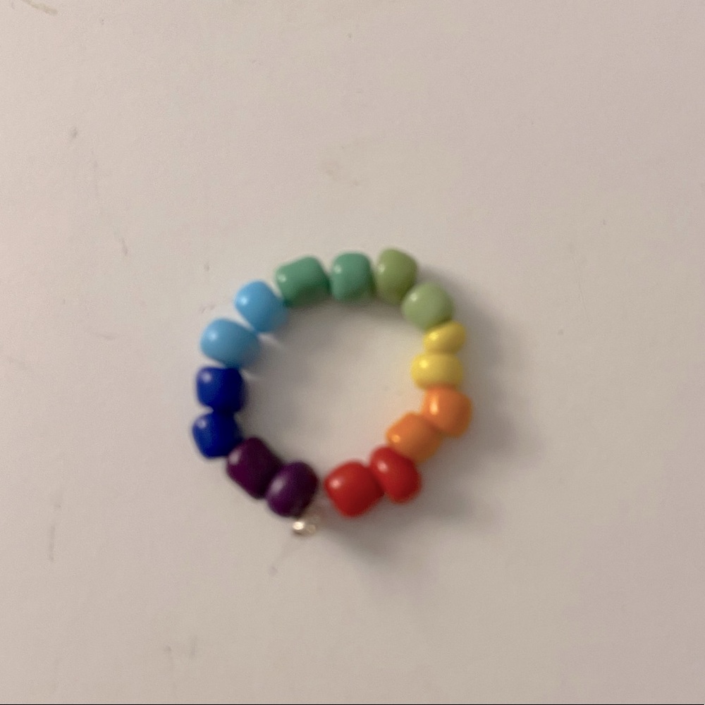 handmade rainbow beaded ring